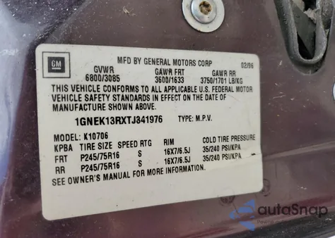 1996 Chevrolet Tahoe K1500 z USA, uszkodzony, nr VIN 1GNEK13RXTJ341976